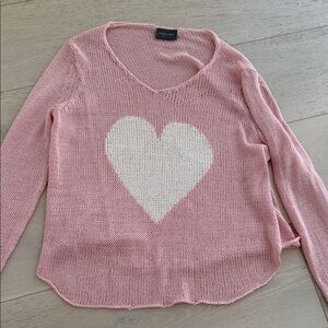Wooden Ships Pink Heart Sweater with White Heart